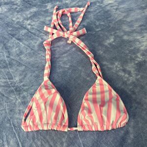 J. Valentine Y2K Vintage Pink and White Triangle Bikini Top One Size